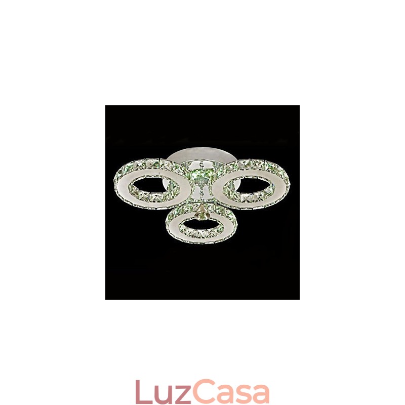 Cristal Flush Mount 3 Luzes Moderno Transparente Galvanoplastia Aço Inoxidável