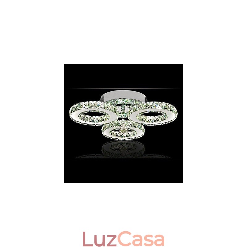 Cristal Flush Mount 3 Luzes Moderno Transparente Galvanoplastia Aço Inoxidável