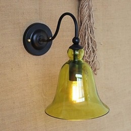 American Rural Countryside Minimalista Azul Vidro Decorativo Luminária de Parede Sala de Estar Corredor