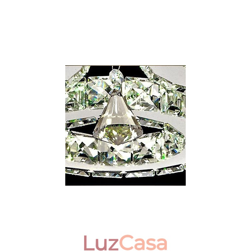 Cristal Flush Mount 3 Luzes Moderno Transparente Galvanoplastia Aço Inoxidável
