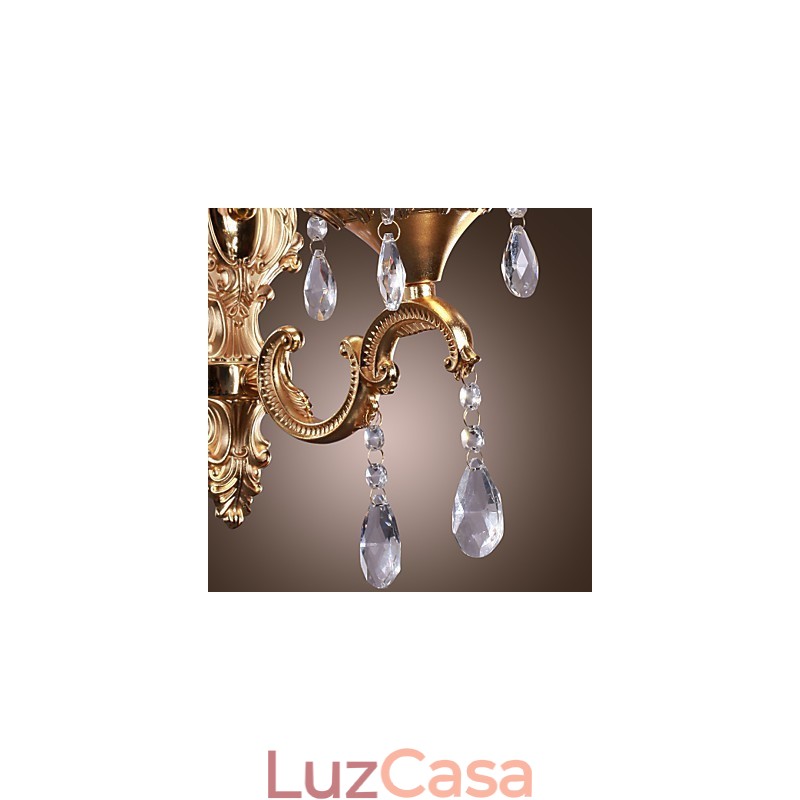 Elegante Luminária de Parede de Cristal em Rosa