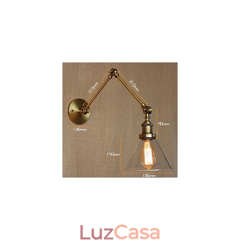 Estilo industrial retro vintage lojas quarto moderno igreja salão decorado bronze arandela