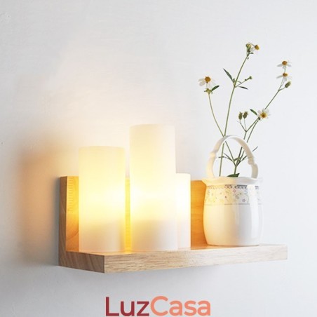 Mini estilo arandelas de parede com cúpulas de vidro moderno contemporâneo madeira bambu luz de parede