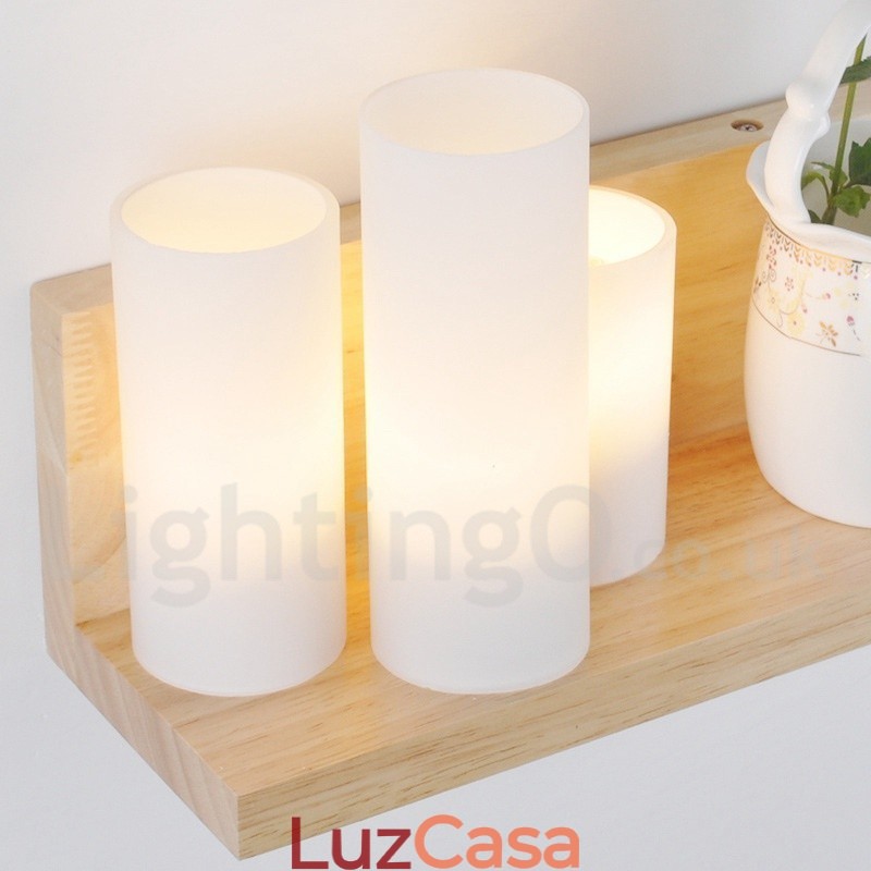 Mini estilo arandelas de parede com cúpulas de vidro moderno contemporâneo madeira bambu luz de parede