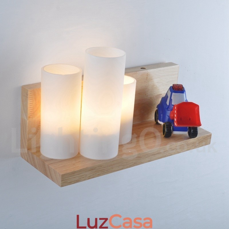 Mini estilo arandelas de parede com cúpulas de vidro moderno contemporâneo madeira bambu luz de parede