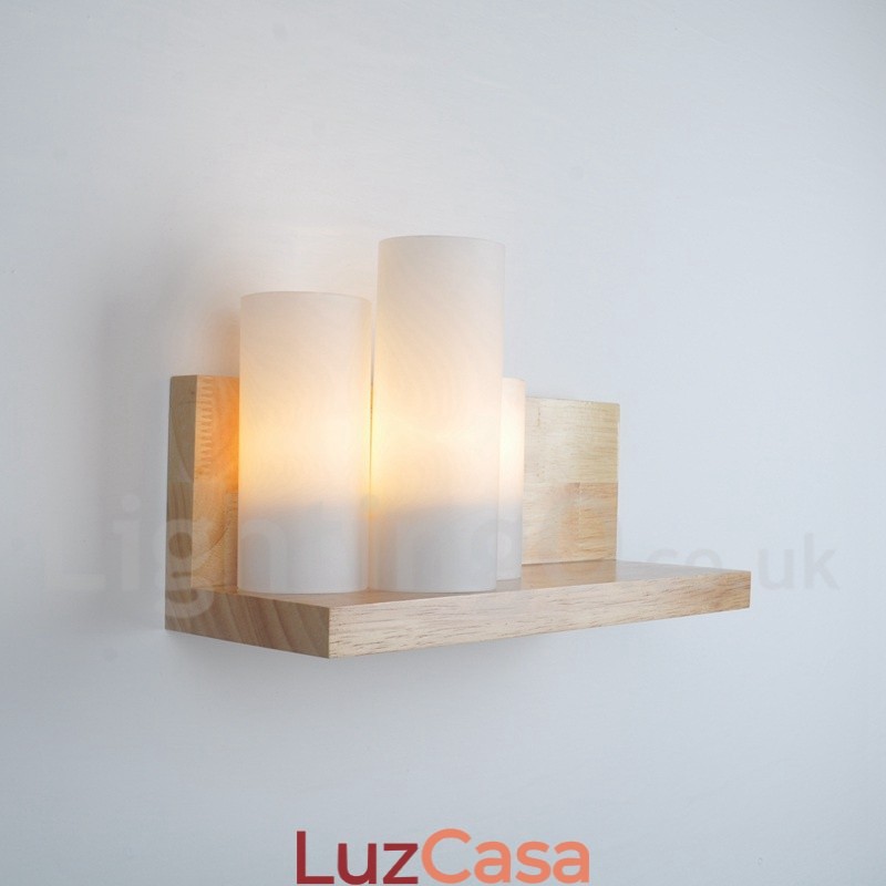 Mini estilo arandelas de parede com cúpulas de vidro moderno contemporâneo madeira bambu luz de parede