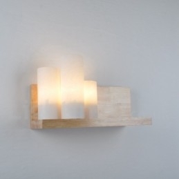 Mini estilo arandelas de parede com cúpulas de vidro moderno contemporâneo madeira bambu luz de parede