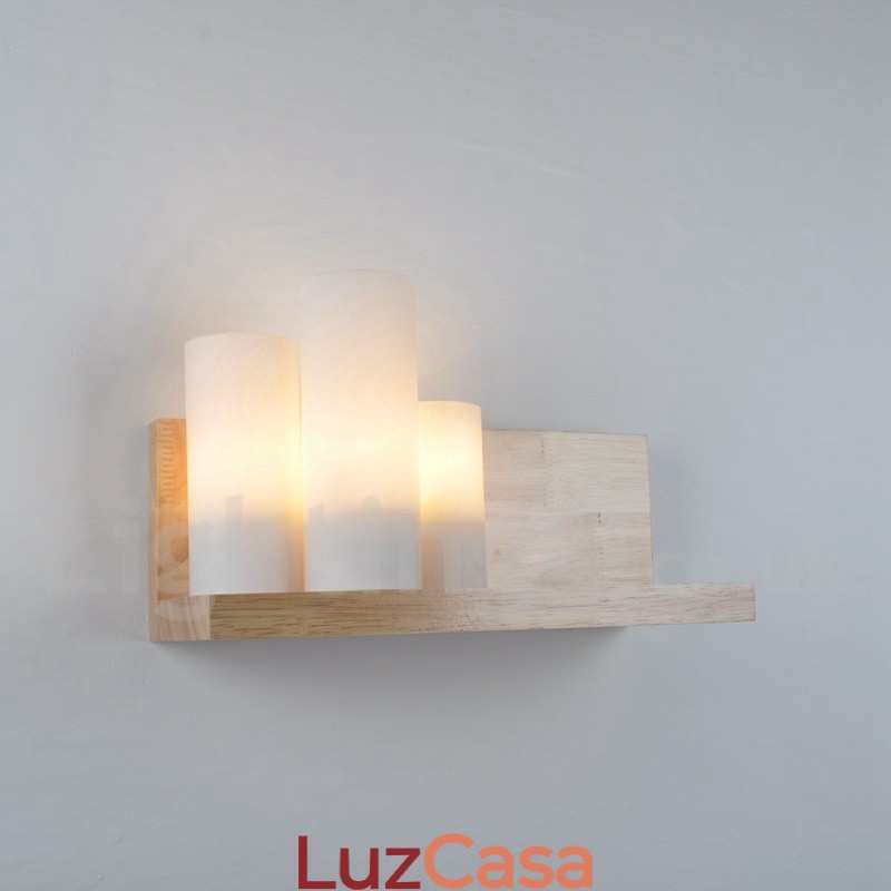 Mini estilo arandelas de parede com cúpulas de vidro moderno contemporâneo madeira bambu luz de parede