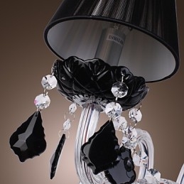 Luminária de parede de cristal com 2 luzes em cúpula de tecido