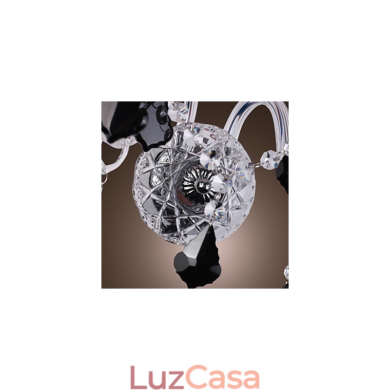 Luminária de parede de cristal com 2 luzes em cúpula de tecido