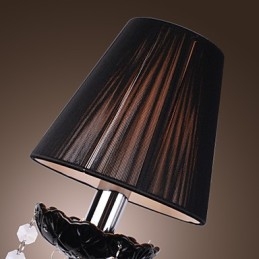 Luminária de parede de cristal com 2 luzes em cúpula de tecido
