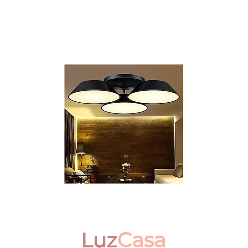 Montagem embutida 3 luzes metal acrílico simples moderno