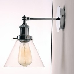 Luminária de parede Art Déco com abajur de cone de vidro