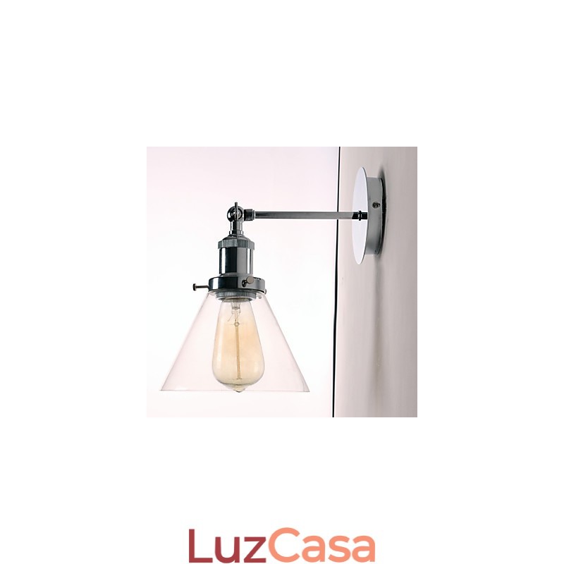 Luminária de parede Art Déco com abajur de cone de vidro
