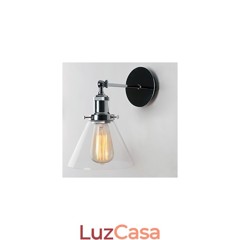 Luminária de parede Art Déco com abajur de cone de vidro