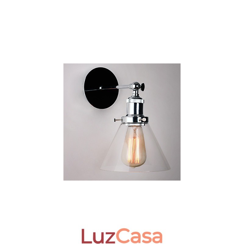 Luminária de parede Art Déco com abajur de cone de vidro