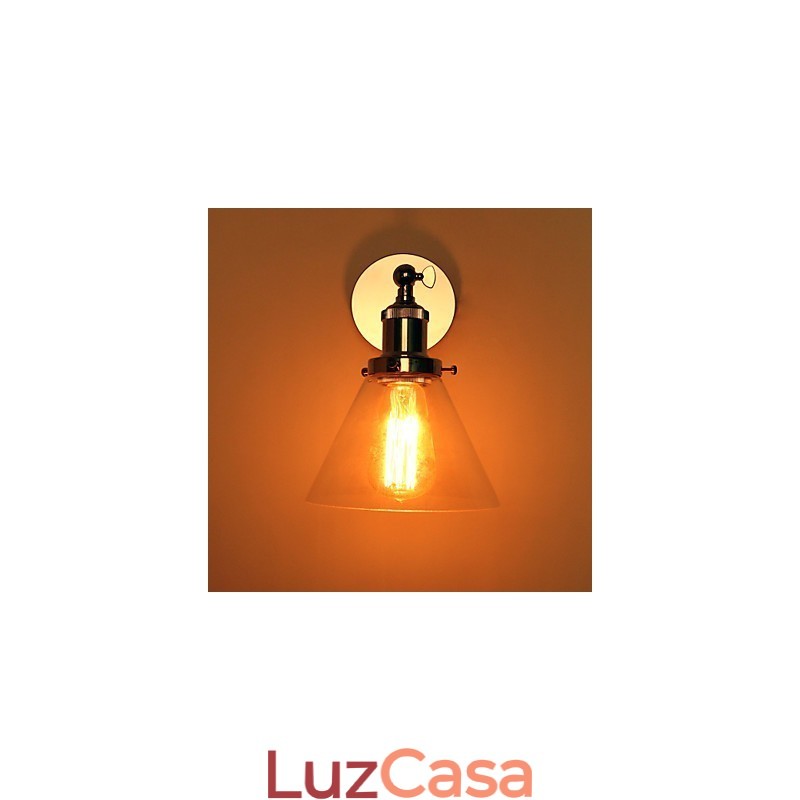 Luminária de parede Art Déco com abajur de cone de vidro