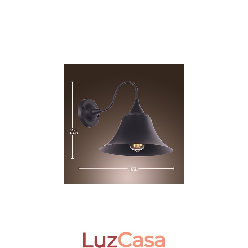 Luminária de parede artística com cúpula e suporte de metal retrô
