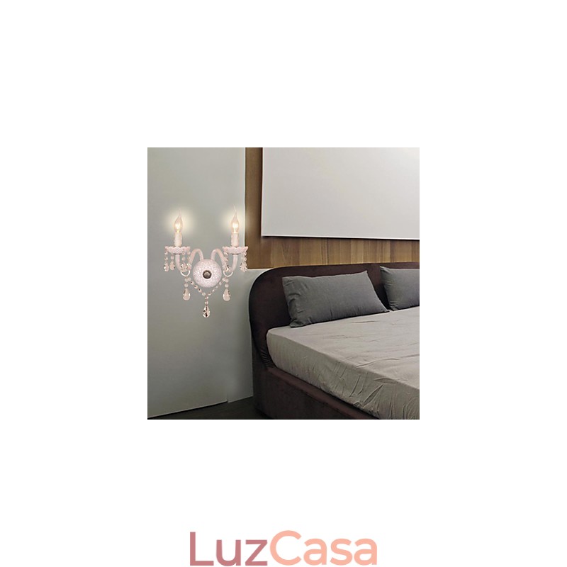 Luminária de parede de cristal com 2 luzes em lâmpada de vela