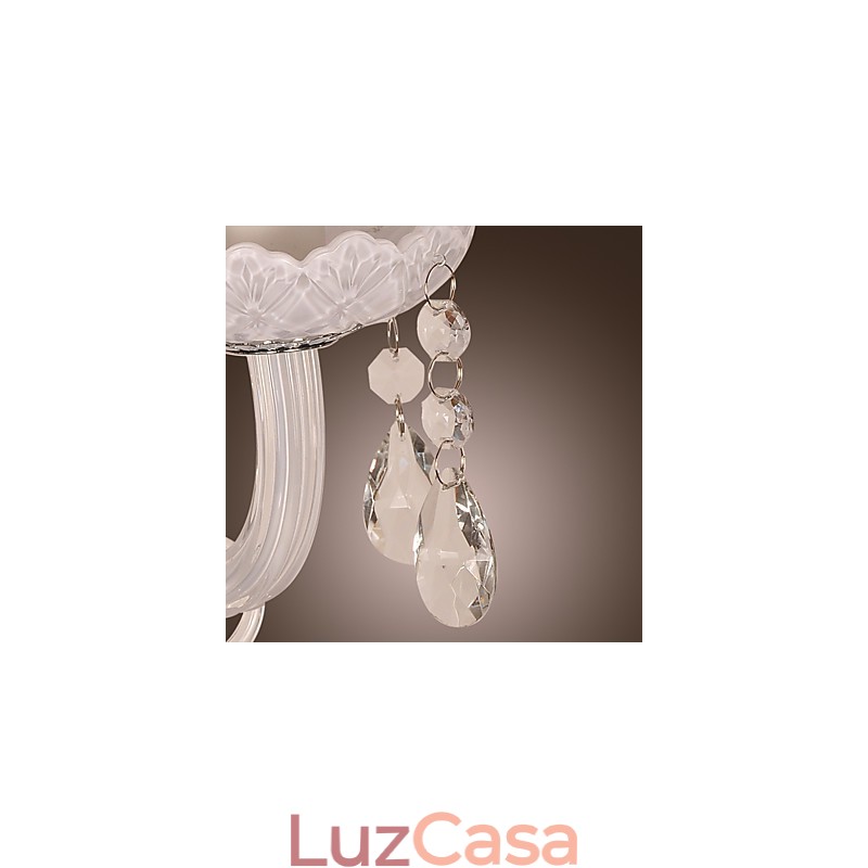 Luminária de parede de cristal com 2 luzes em lâmpada de vela