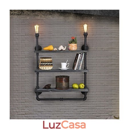 Apliques de parede estilo mini chalé rústico metal