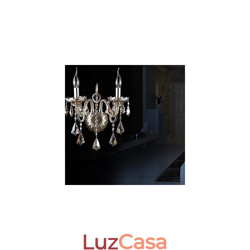 Apliques de parede de cristal, luminárias de parede de velas, luminárias de parede de leitura, modernas, contemporâneas, de metal
