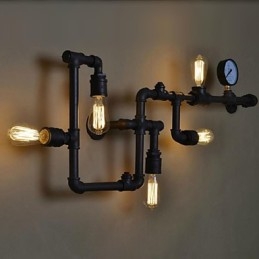 Apliques de parede 5 tubos de água de luz ferro mini estilo industrial estilo country metal