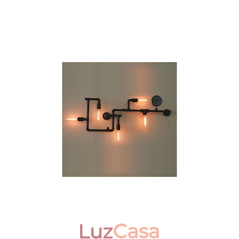 Apliques de parede 5 tubos de água de luz ferro mini estilo industrial estilo country metal