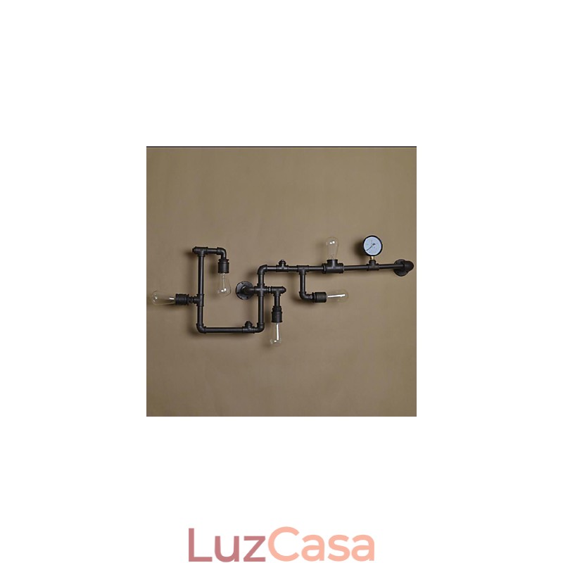 Apliques de parede 5 tubos de água de luz ferro mini estilo industrial estilo country metal