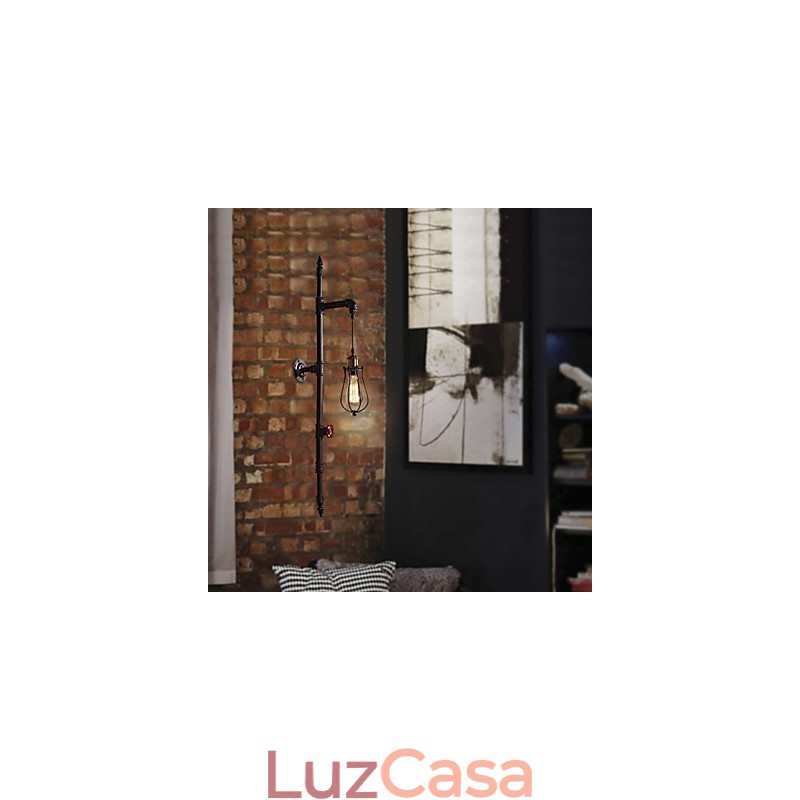 Apliques de parede estilo mini chalé rústico metal