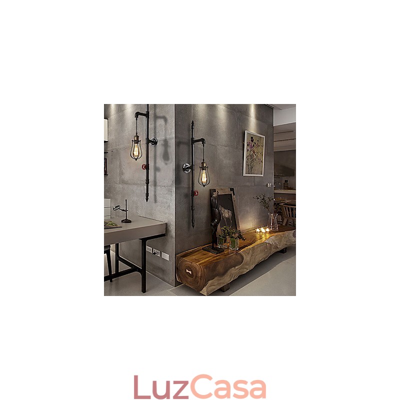 Apliques de parede estilo mini chalé rústico metal