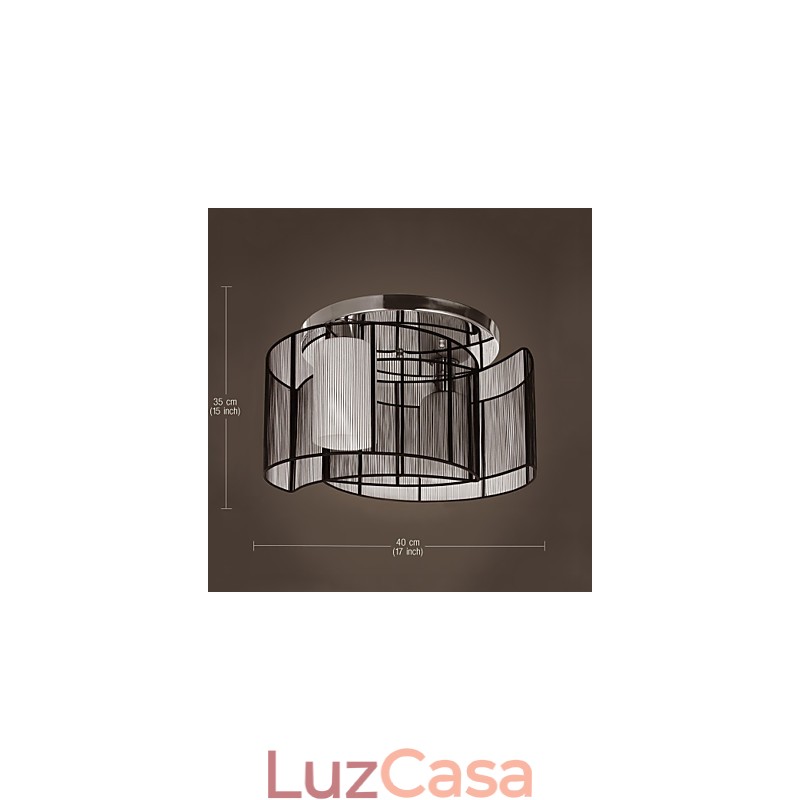 Luminária de Teto Design Moderno 2 Luzes Preto