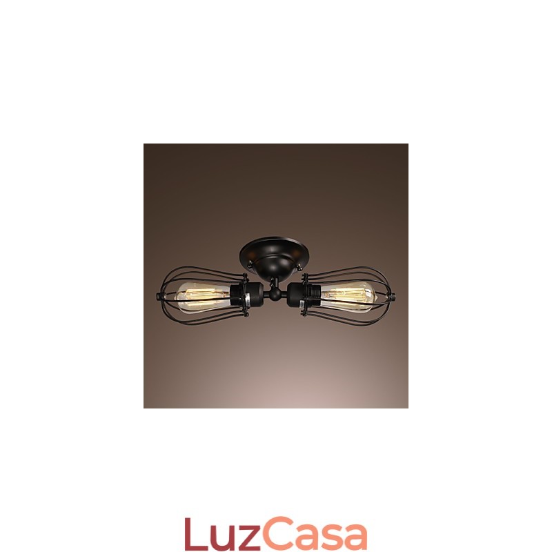 Luminária de parede dourada de 2 luzes em estilo antigo