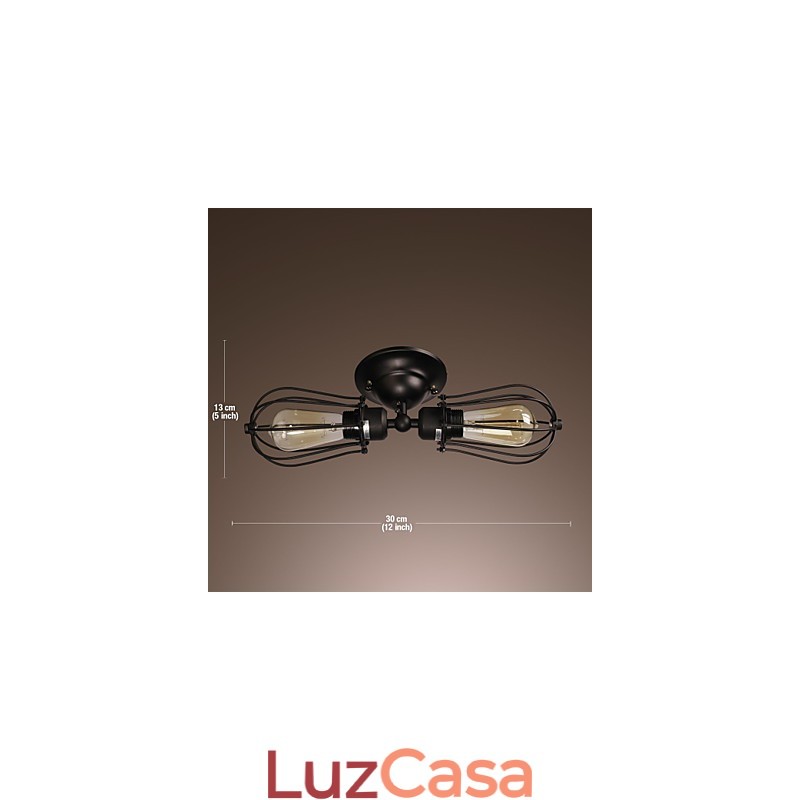 Luminária de parede dourada de 2 luzes em estilo antigo