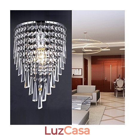 Luminária de parede de cristal elegante com 1 luz Luminária de parede de cristal elegante com 1 luz