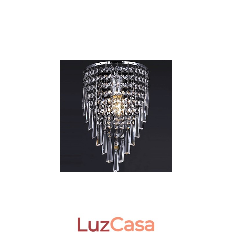 Luminária de parede de cristal elegante com 1 luz