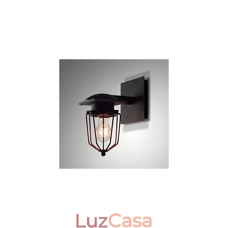 Luminárias de parede retrô forjadas, luminária de parede antiga de cabeça única, luminária de loft americana, ferro vintage, pequenas gaiolas, luminária de parede
