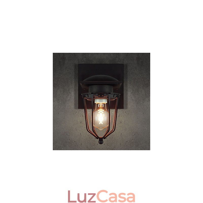 Luminárias de parede retrô forjadas, luminária de parede antiga de cabeça única, luminária de loft americana, ferro vintage, pequenas gaiolas, luminária de parede