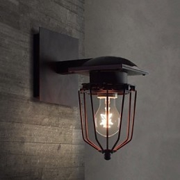 Luminárias de parede retrô forjadas, luminária de parede antiga de cabeça única, luminária de loft americana, ferro vintage, pequenas gaiolas, luminária de parede