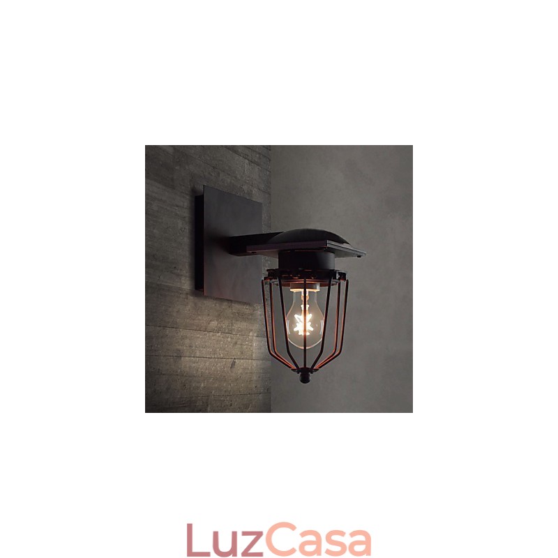 Luminárias de parede retrô forjadas, luminária de parede antiga de cabeça única, luminária de loft americana, ferro vintage, pequenas gaiolas, luminária de parede