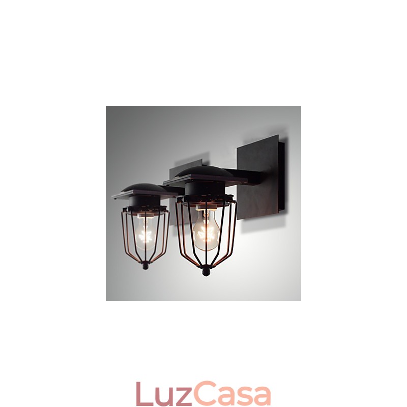 Luminárias de parede retrô forjadas, luminária de parede antiga de cabeça única, luminária de loft americana, ferro vintage, pequenas gaiolas, luminária de parede