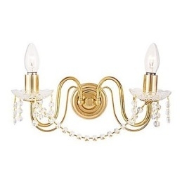 Luminária de parede de cristal dourado com 2 luzes