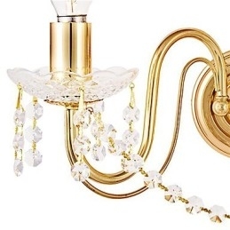 Luminária de parede de cristal dourado com 2 luzes