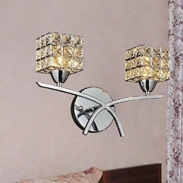 Luminária de parede de cristal moderna com 2 luzes
