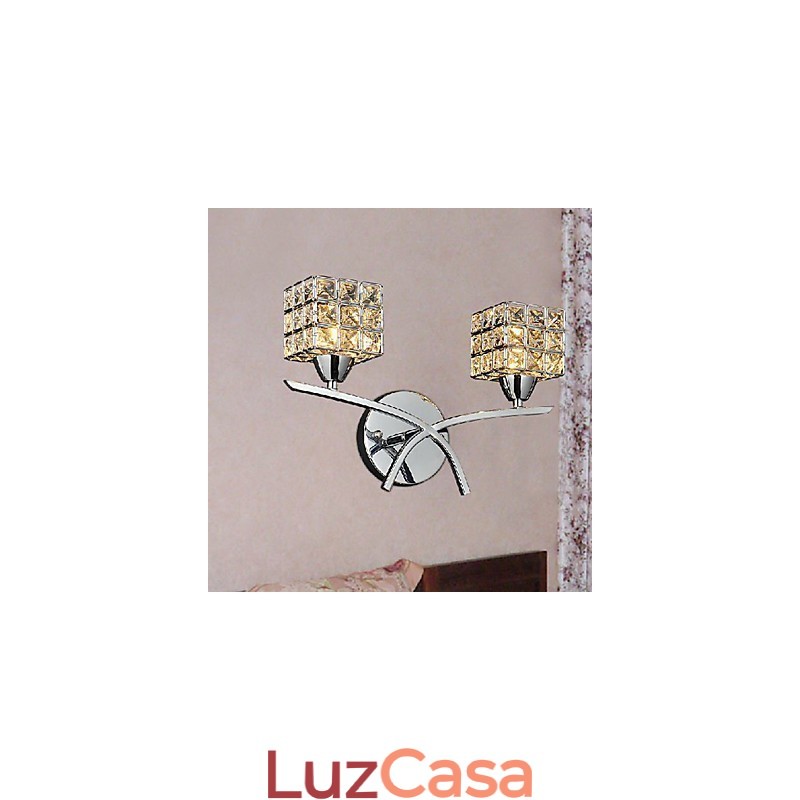 Luminária de parede de cristal moderna com 2 luzes
