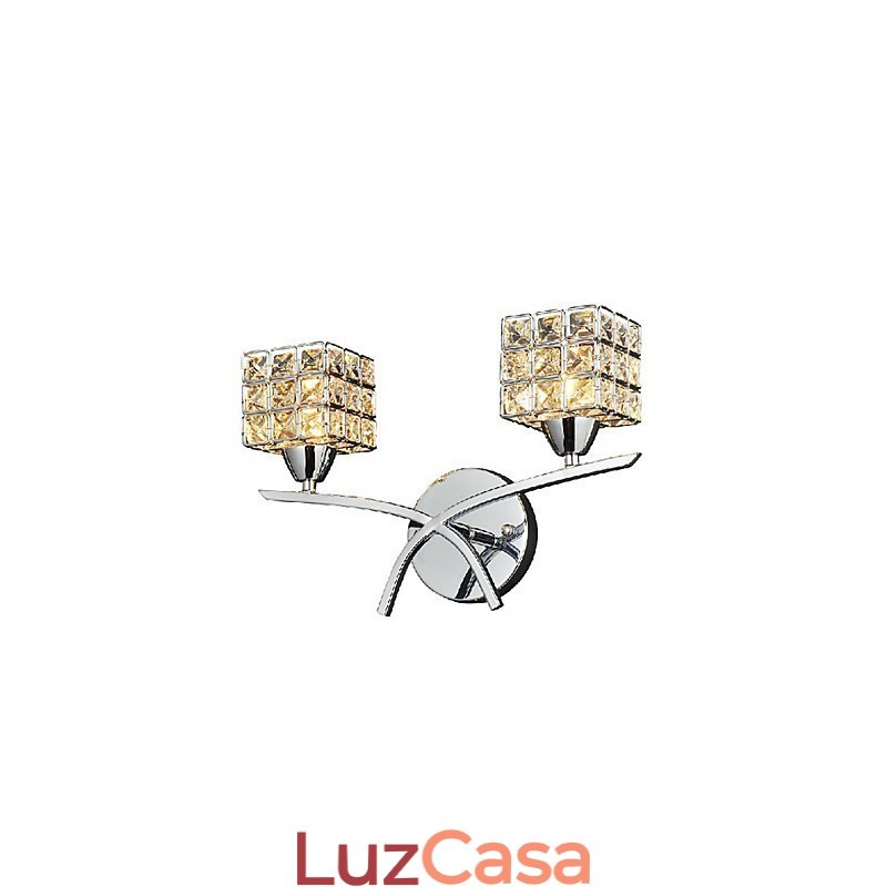 Luminária de parede de cristal moderna com 2 luzes