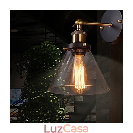 Luminária de parede retrô com cúpula de vidro floral e suporte de metal Luminária de parede retrô com cúpula de vidro floral e suporte de metal