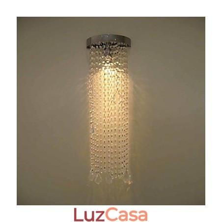 Luminária de parede MR16 com acabamento cromado e correntes de cristal de 50 W Luminária de parede MR16 com acabamento cromado e correntes de cristal de 50 W