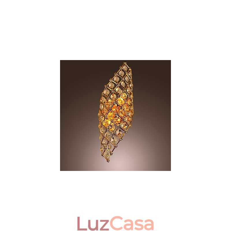 Luminária de parede de cristal artística com 2 luzes