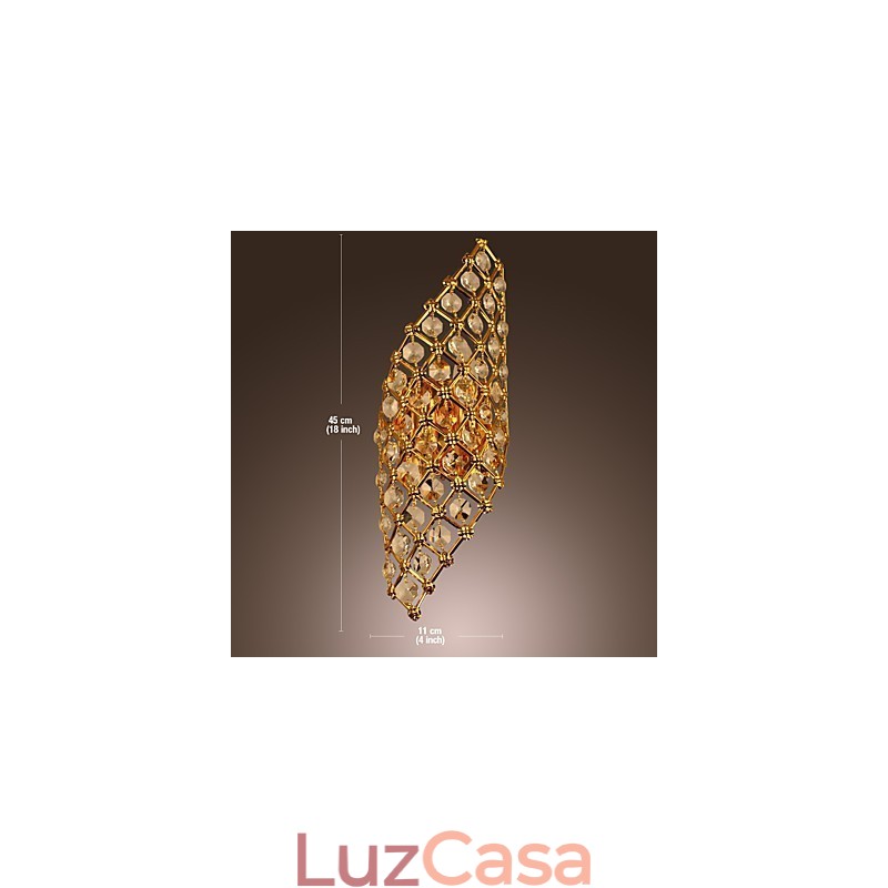 Luminária de parede de cristal artística com 2 luzes